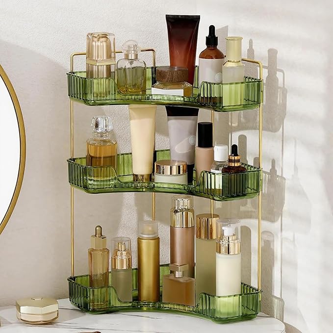 INVSSENE Corner Bathroom Countertop Organizer, Vanity Trays for Bathroom Counter, Makeup Organizer, Perfume Tray, Kitchen Spi