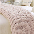 Admitrack Chunky Knit Blanket Throw, 100% Hand Knit Chenille Throw Blanket for Sofa & Home Decor, Soft and Cozy Knitted Throw