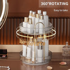 YCIA&DONE 360 Rotating Makeup Organizer and Storage for Vanity Bathroom Countertop, High Capacity Cosmetic Skincare Perfume O