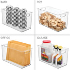 iDesign Plastic Storage Bin with Handles for Household Storage - Set of 4 - Clear - Made in USA