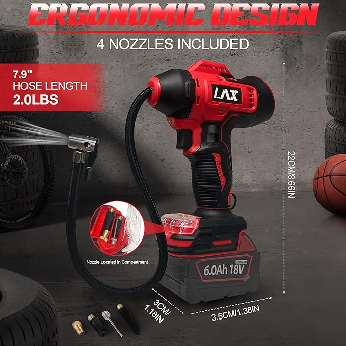 Tire Inflator Portable Air Compressor for Milwaukee 18v Battery Power,160PSI Cordless Portable Electric Air Pump with Digital Pressure Gauge for Car Motorcycles Bike Sport Ball Auto(no battery)