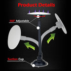 Suction Cup Car Baby Mirror, Ampper Adjustabe Long Arm HD Glass Convex Wide Angle Interior Rearview Baby Rear Facing Mirror (Frameless Round, 3.35")