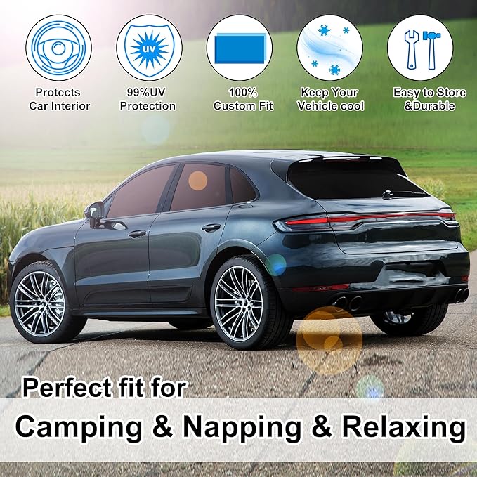 TINGLU Window Shades 8PCS for Porsche Macan 2014-2024 Accessories Car Side Full Windows Rear Triangular Windshield Sun Shade Sun UV Rays & Privacy Protection for Camping,Napping,and Relaxing