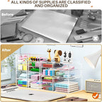 Makeup Organizer Storage with 16 Drawers, 4 Pcs Desktop Office Supplies, Desk Organizers, Clear Accessories, Dustproof Storag