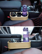 Car Seat Organizer Cup Drink Holders,Multifunctional Gap Filler Storage Box,Insert Organization Helps Reduce Distracted Driving&Holds Phone Mount Mug Bottle Cellphone Coaster Wallet Card (XBD-Beige)