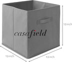 Casafield Set of 6 Collapsible Fabric Cube Storage Bins, Gray - 13" Foldable Cloth Baskets for Shelves, Cubby Organizers & Mo