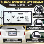 Black Bling Car Accessories Set - 27 Pieces Car Interior Kit with Rhinestone Steering Wheel Cover, Diamond License Plate Frame, Phone Holder, Coaster & Hook, Great Gift for Drivers