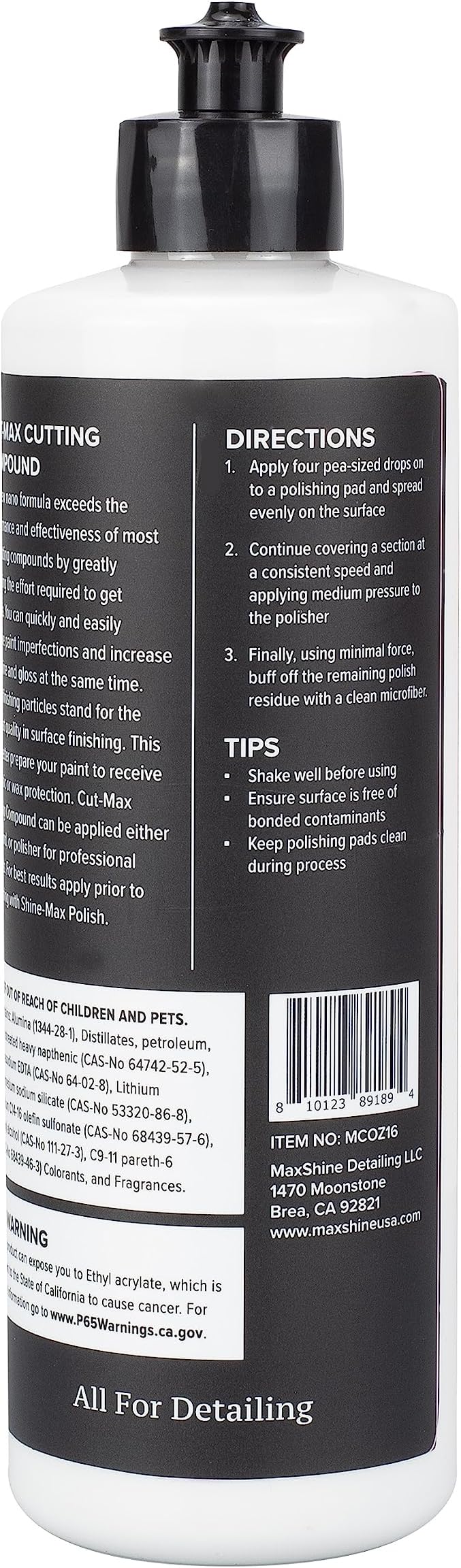 Maxshine 16oz Cut Max Fast-Cutting Compound | Professional Car Paint Correction Polish for Scratch & Heavy Swirl Removal | Buffing & Polishing Compound | Auto Detailing Supplies for Car Care