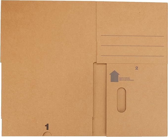 Amazon Basics Moving and Storage Boxes with Handles and Lift-Off Lids, File Storage, Collapsible, 15x10x12 in, Brown, 20-Pack