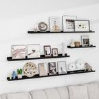 Picture Ledge Shelf for Wall, 24 inch Solid Pine Wood Nursery Book Shelves 2 Packs, Floating Ledge Shelves for Kids' Room Bed