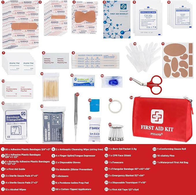 Small First Aid Kit, 150 Piece with Foil Blanket & Scissors, Mini First Aid Bag for Emergency, Home, Camping, Travel, Sports,