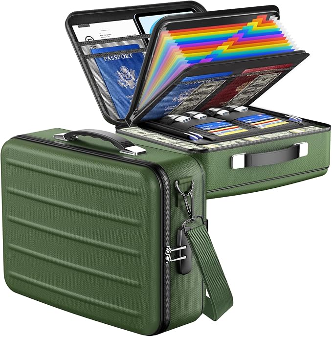 Fireproof Document Box with Lock, Hard-Shell Fireproof Safe for Home Documents, Portable Travel Fire Proof File Box for Passp