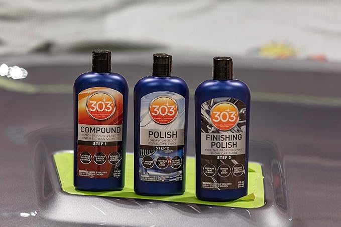 303 Products Finishing Polish for The Professional Show Car Shine - Maximum Paint Clarity - Mirror Like Finish - Removes 2500 Grit Scratches (Step 3), 12 fl. oz. (30703)