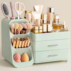 HBlife Makeup Organizer with Brush Holder for Vanity, Large Plastic Bathroom Countertop Organizer Skin Care Storage, Easy to 