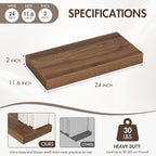 24 Inch Floating Shelves, 12" Deep Floating Shelf Wall Mounted, 24" Wall Shelves, Rustic Deep Bookshelf, Extra Deeper & Thick