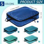 5 Pack Compression Packing Cubes for Travel Space Saving Cubes Luggage Organizer for Suitcase(Blue,L)