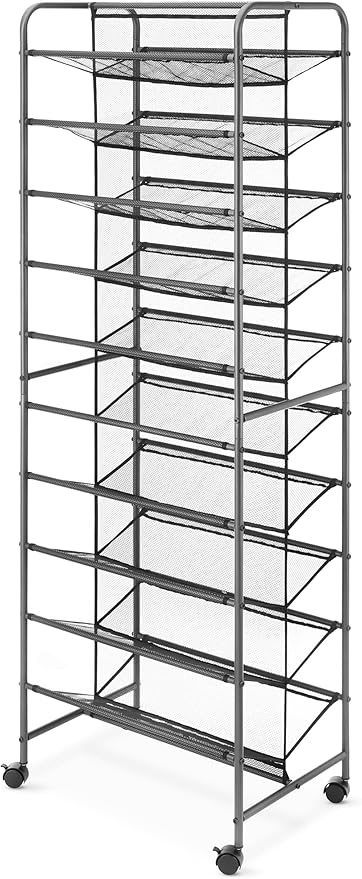 Whitmor 10-Tier Double Sided Shoe Cart, Gunmetal