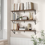 Axeman 32 Inch Floating Shelves | 8 Inch Deep Walnut Wall Shelves Set of 2 | 31.5W x 8D Rustic Wood Shelves for Bookshelf Liv