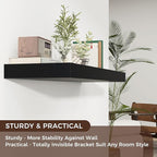 Floating Shelves for Wall, 40" W x 12" D x 2" H, 1 Pack of Long Wall Mounted Engineered Wood Shelves with Invisible Brackets 