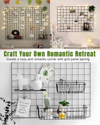 6 Pack Wire Baskets, Grid Panel Hanging Wall Basket, Grid Wall Accessory, Display and Storage Wall Basket for Kitchen, Home D