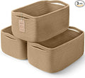 3-Pack Storage Baskets for Organizing | Woven Shelf Toy Basket | Rope Baskets for Gifts Empty | Closet Organizer Bins with Ha
