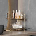 FSyueyun 2-Tier Corner Bathroom Counter Organizer, Tool-Less Installation Corner Vanity Organizer Small Plastics Countertop M