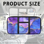 Marble Car Sun Visor Organizer, Multi-Pocket Truck Visor Organizer Car Sun Storage Pocket Pouch Case Bag with Velcro Straps for Sunglasses, Cards, Pens and Document Machine Washable