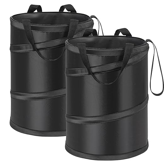 Ginsco 2Packs 4 Gallons New Leakproof Car Trash Can, Large Trash Can Pop-up Collapsible Hanging Car Trash Bin, Waterproof PEVA Liner Open-Top Garbage Can for Home Office Camping