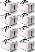 HOMESURE 8 Pack Large Strong Moving Bags with Zippers & Carrying Handles - Water-Resistant - Heavy Duty Storage Tote for Spac