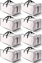 HOMESURE 8 Pack Large Strong Moving Bags with Zippers & Carrying Handles - Water-Resistant - Heavy Duty Storage Tote for Spac