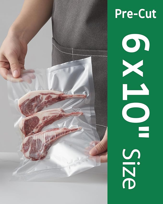 Syntus 200 Count Vacuum Sealer Bags Pint 6 x 10 inch for Seal a Meal, Commercial Grade BPA Free Heavy Duty Precut Seal Bags, 