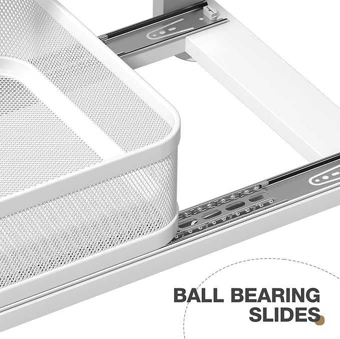 2 Pack 18.5IN-Depth Under Sink Organizer With Next-Gen Ball-Bearing Slides,2-Tier Precision Mesh Pull Out Cabinet Storage for