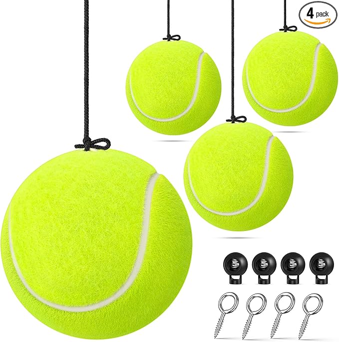4-Packs Garage Tennis Ball Parking Aid with Non-Elastic String, Garage Ball for Parking with Adjustment Buckle, Easy Installation, Car Stop Indicator for Garage Accessories