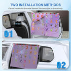 Car Window Shades with 8 Magnets-26.8"x19.7" Car Rear/Side Window Sunshade for Baby Semi-Transparent 2-in-1 Universal Auto Sun Shade for Kid & Pet Protection (2 Pack) Animal Alphabet Education
