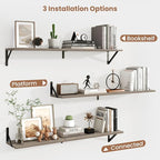 Axeman 40 Inch Floating Shelves | 8 Inch Deep Grey Wall Shelves Set of 2 | 39.4" W x 8" D Rustic Grey Wood Shelves for Bathro
