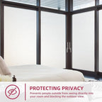 WPCTEV Window Privacy Film Frosted Glass Static Cling UV Sun Blocking Heat Control Window Tint Day and Night Insulation Home Bathroom Door Decorative Frosting Cover, 35.4 Inch x 20 Feet, Pure