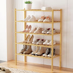 Smiry Shoe Rack, 5 Tier Bamboo Shoe Organizer, Stackable Free Standing Wooden Shoe Storage Shelf for Closet, Entryway, Front 