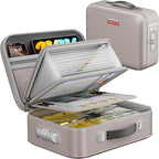 Fireproof Document Box, Hard Case Fireproof Box with Lock, Portable Hard-Shell Fireproof Water Resistant Document Safe for Im