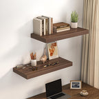 Dreamland 32" Floating Shelves for Wall, 12" Deep Thicker Walnut Floating Shelves, Wall-Mounted Shelves for Bedroom, Living R