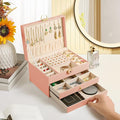 coobest 3 Layer Jewelry Box, Jewelry Holder with Lockable Drawer, Large Jewelry Boxes & Organizer with Velvet Earring Holder,