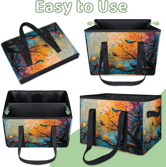 Reusable Grocery Bag, Foldable Large Shopping Tote Bag for Groceries Kitchen Picnic Car Trunk