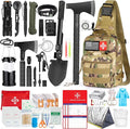 Survival Kit, 262Pcs Survival Gear and Supplies with First Aid Kit Pouch and Crossbody Bag, Emergency Kit with Tent, Camping 