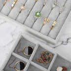 Fixwal Jewelry Organizers and Storage, 14in Stackable Jewelry Drawer Organizer, Set of 5 Jewelry Trays with Removable Divider