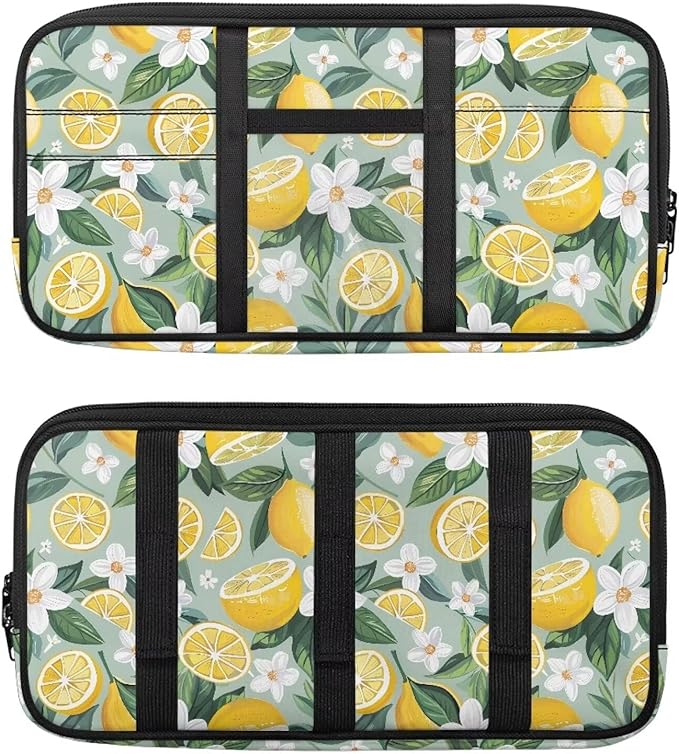 Lemon Car Sun Visor Storage Bag,Scratch-Resistant Car Essentials Tool Pack Car Visor Organizer with Zipper Fits Most Vehicles, SUVs, Trucks