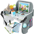 MENZOKE Kids Travel Tray for Toddler Car Seat, Toddler Gift for Boy Activities with Dry Erase Board & iPad Holder Stand, Road