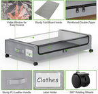 Under Bed Storage with Wheels, 2-Pack Underbed Storage Containers with Clear Lids, Under Bed Shoe Storage Organizer Bins, Rol