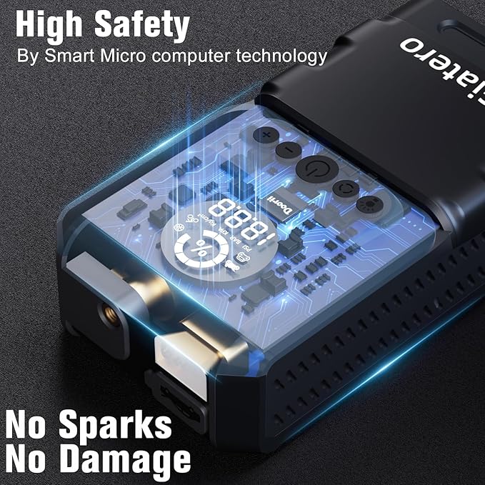 Q13 6000A Portable Car Jump Starter with Air Compressor 150PSI, Car Jumper Starter Portable(10.0L Gas/8.0L Diesel), 12V Jump