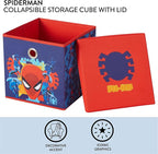 Idea Nuova Marvel Spiderman Collapsible Fabric Storage Cube,10” Organizer Bin with Lid for Bedroom, Playroom, and Closet