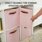 Bagnizer Collapsible Fabric Storage Cube Bins with 2 Reinforced PU Handles, Foldable Storage Organizer Baskets for Closet, Sh