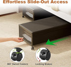 2 Pack Under the Bed Storage Containers,10 inch Height Under Bed Shoe Storage,31inch Long Underbed Storage with Wheels,Large 
